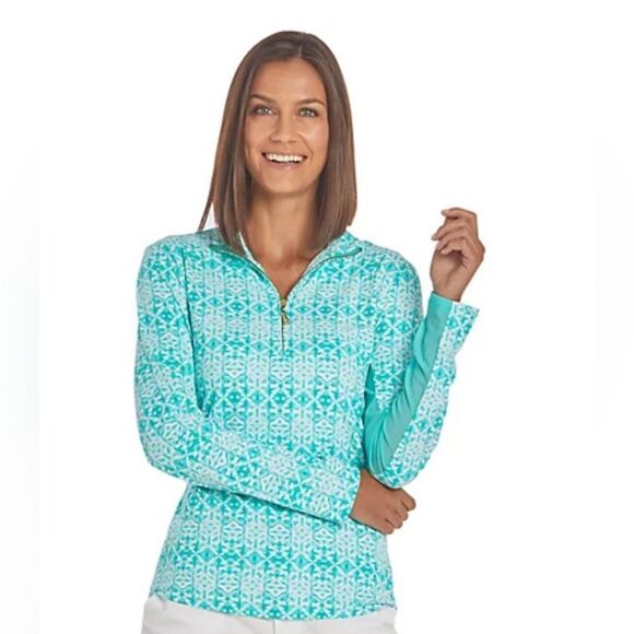 Cabana Life Sunshine Shores Wicking Performance Zip Top Size Large UPF 50+ NWT - Picture 4 of 8